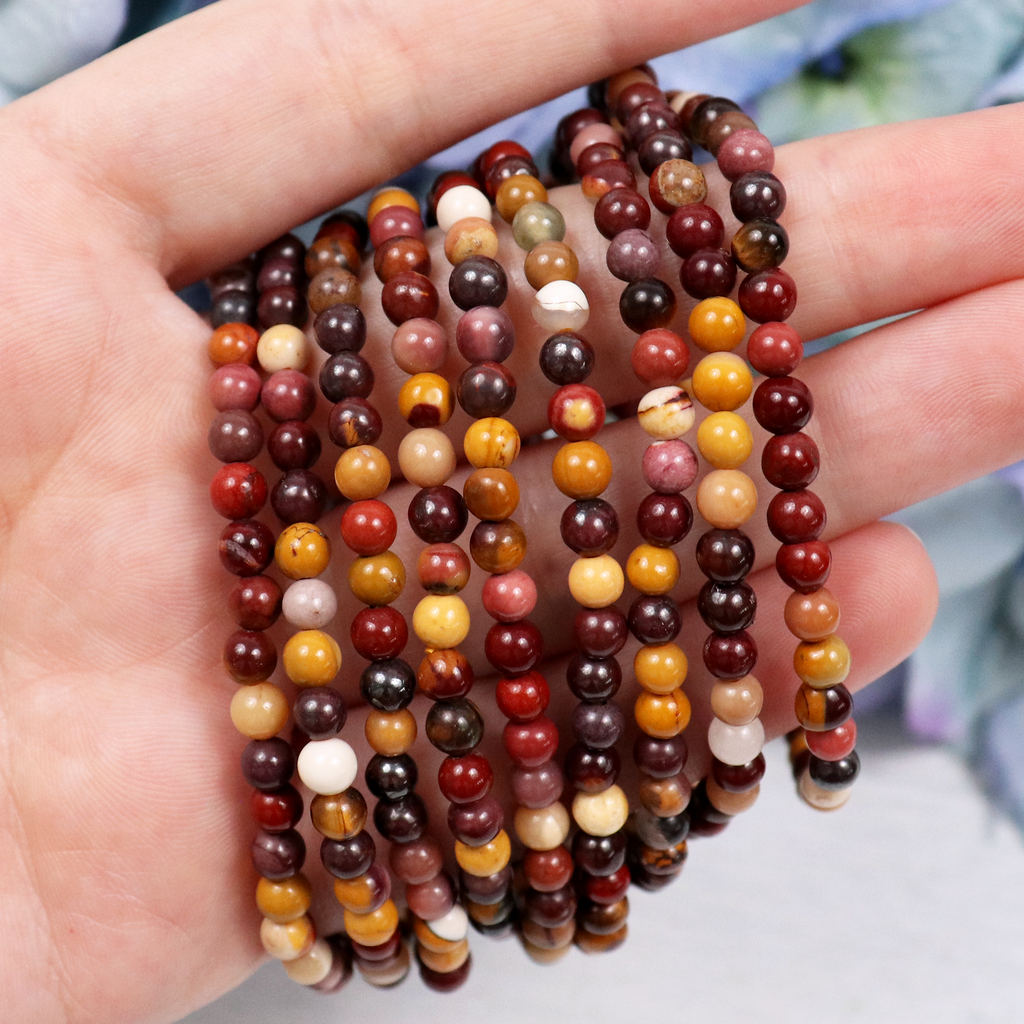 Mookaite Jasper Beaded Bracelet – natural Mookaite Jasper crystal bracelet by Crystalvana