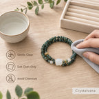 Natural Blue Chalcedony Abacus Bead Double Bracelet Handcraf 4