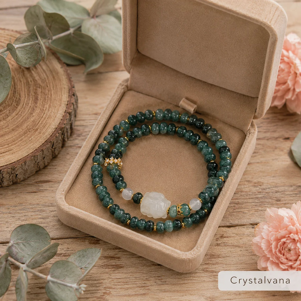 Natural Blue Chalcedony Abacus Bead Double Bracelet Handcraf 8