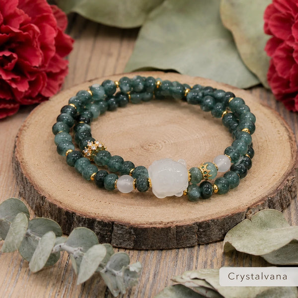 Natural crystal bracelet Natural Blue Chalcedony Abacus Bead Double Bracelet