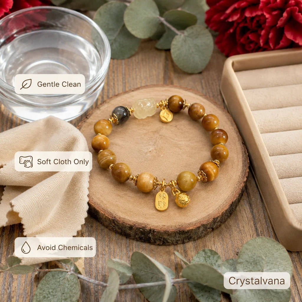 Natural Tiger Eye Bracelet Wealth Beast Charm Crystalvana 7