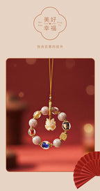 Mystical Fox crystal phone charm with pink porcelain for feminine energy and protection, Crystalvana