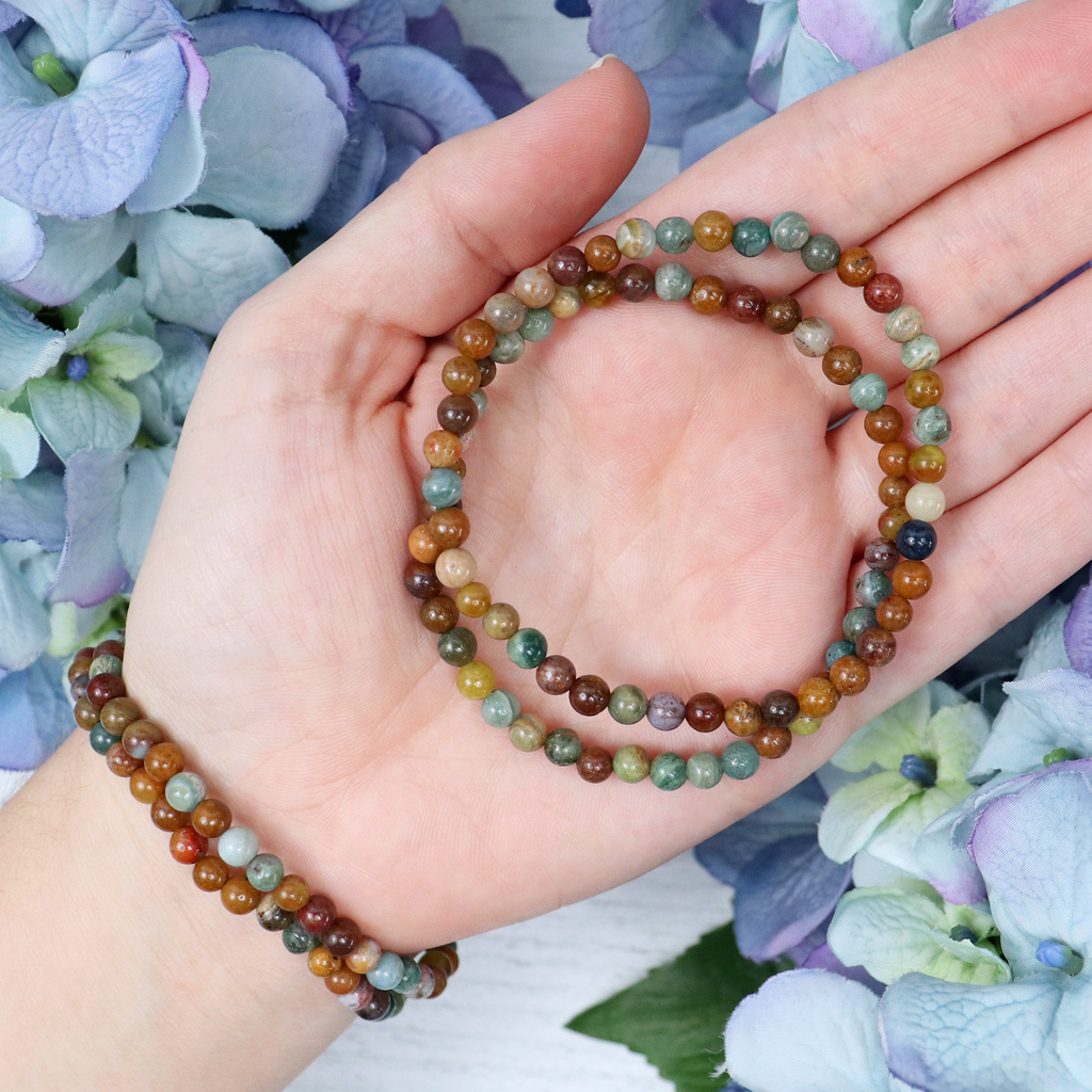 Ocean Jasper Beaded Bracelet – natural Ocean Jasper crystal bracelet by Crystalvana
