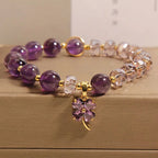 Handcrafted Natural Amethyst Bracelet with Four-Leaf Clover Pendant | Crystal Jewelry - Image 6
