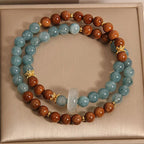 Handcrafted Double Blue Chalcedony Bracelet with Jade | Crystal Jewelry - Image 4