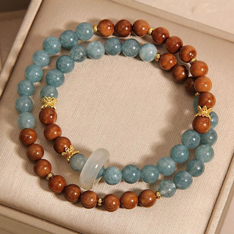 Handcrafted Double Blue Chalcedony Bracelet with Jade | Crystal Jewelry - Image 10