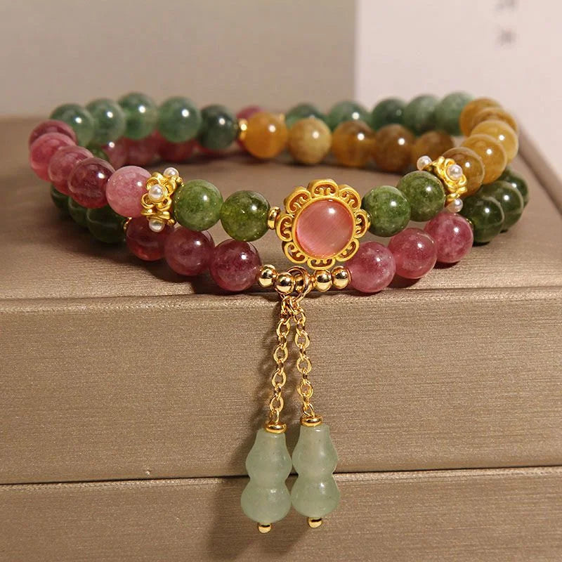 Handcrafted Natural Tourmaline Bracelet with Gourd Pendant | Crystal Jewelry - Image 9