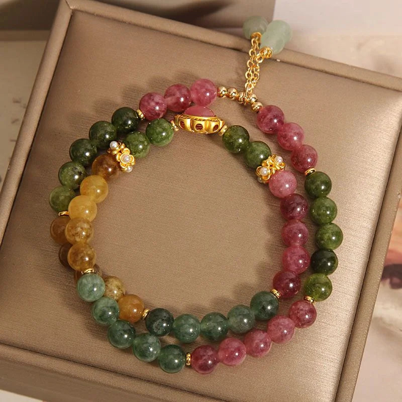 Handcrafted Natural Tourmaline Bracelet with Gourd Pendant | Crystal Jewelry - Image 12