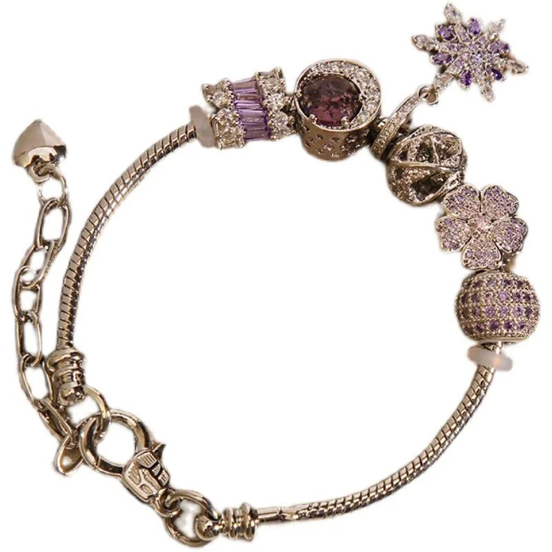 Handcrafted Purple Crystal Bracelet with Snowflake Star Pendant | Crystal Jewelry - Image 7