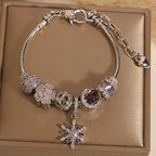 Handcrafted Purple Crystal Bracelet with Snowflake Star Pendant | Crystal Jewelry - Image 13