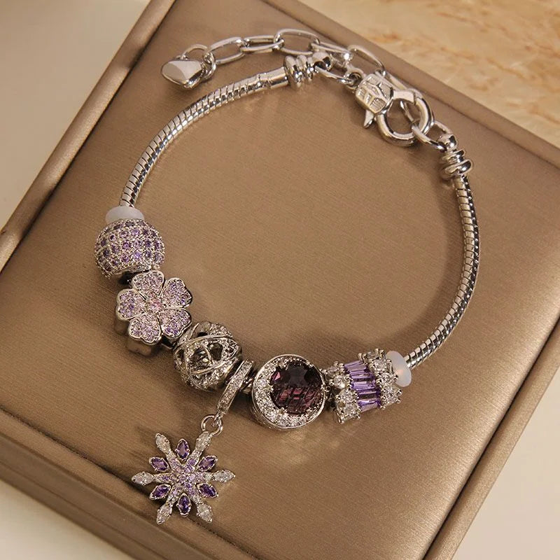 Handcrafted Purple Crystal Bracelet with Snowflake Star Pendant | Crystal Jewelry - Image 34