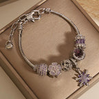 Handcrafted Purple Crystal Bracelet with Snowflake Star Pendant | Crystal Jewelry - Image 35