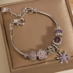 Handcrafted Purple Crystal Bracelet with Snowflake Star Pendant | Crystal Jewelry - Image 37