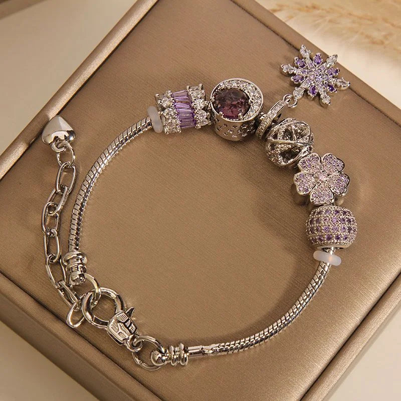 Handcrafted Purple Crystal Bracelet with Snowflake Star Pendant | Crystal Jewelry - Image 38