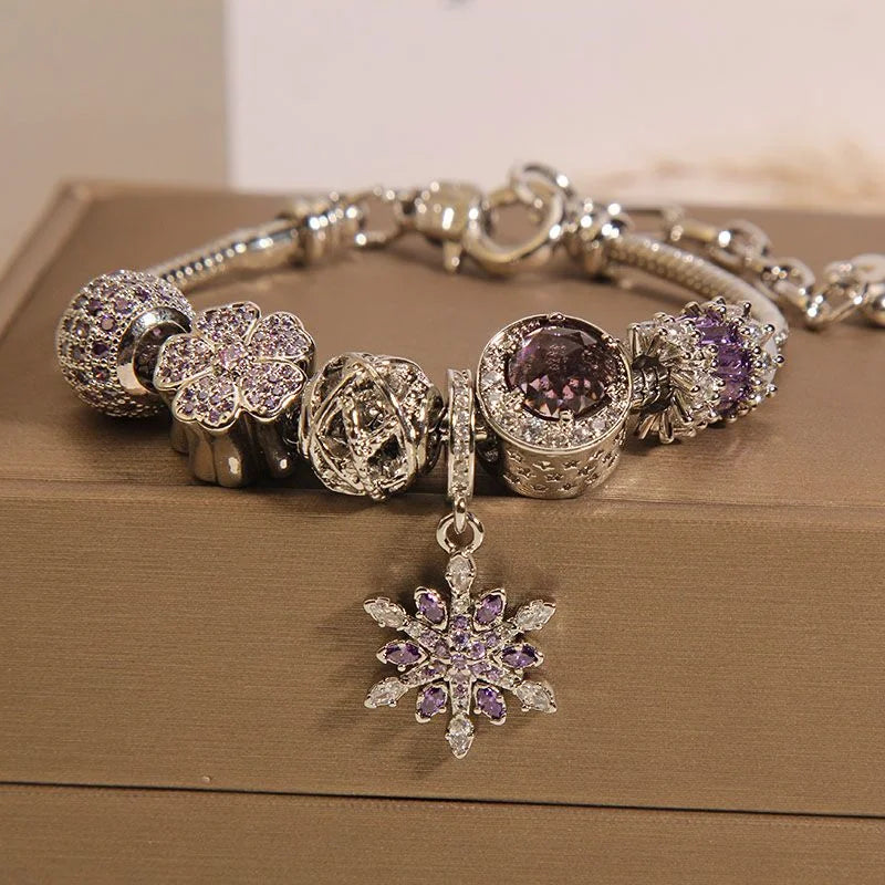 Handcrafted Purple Crystal Bracelet with Snowflake Star Pendant | Crystal Jewelry - Image 28