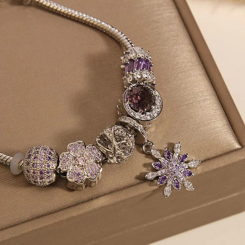 Handcrafted Purple Crystal Bracelet with Snowflake Star Pendant | Crystal Jewelry - Image 31