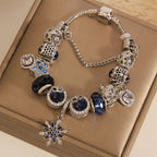 Handcrafted Blue Starry Sky Bracelet with Snowflake Charm | Crystal Jewelry - Image 2
