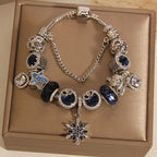 Handcrafted Blue Starry Sky Bracelet with Snowflake Charm | Crystal Jewelry - Image 3