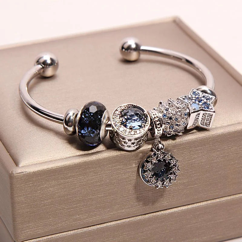 Handcrafted Blue Moon & Star Wish Bracelet | Crystal Jewelry - Image 3