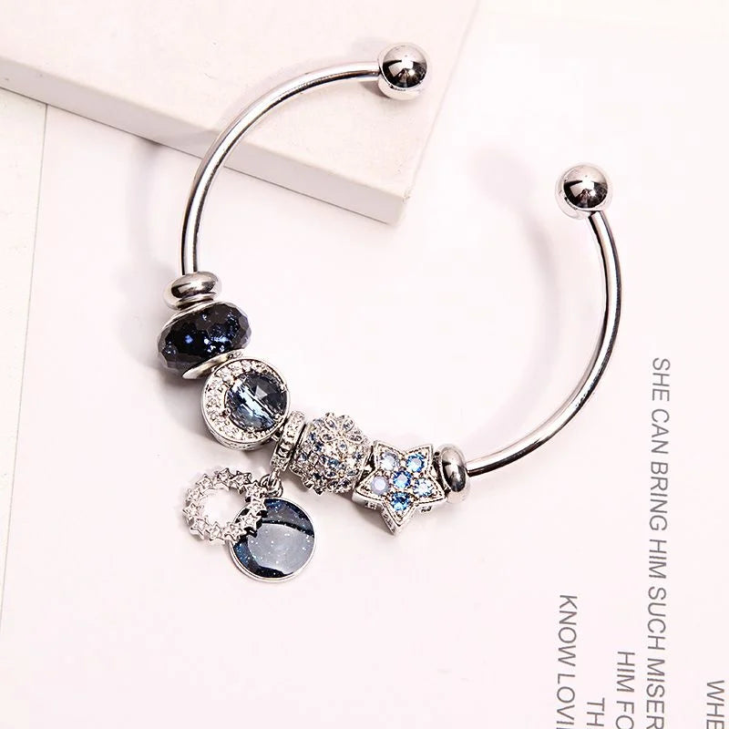 Handcrafted Blue Moon & Star Wish Bracelet | Crystal Jewelry - Image 4
