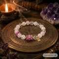 Natural Rose Quartz, Pink Agate & White Agate Bracelet 14mm | Love & Purity | Crystalvana