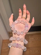 Natural Rose Quartz, Pink Agate & White Agate Bracelet 14mm | Love & Purity | Crystalvana