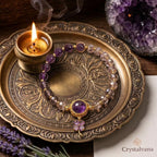 Handcrafted natural amethyst bracelet with four-leaf clover pendant - Crystalvana