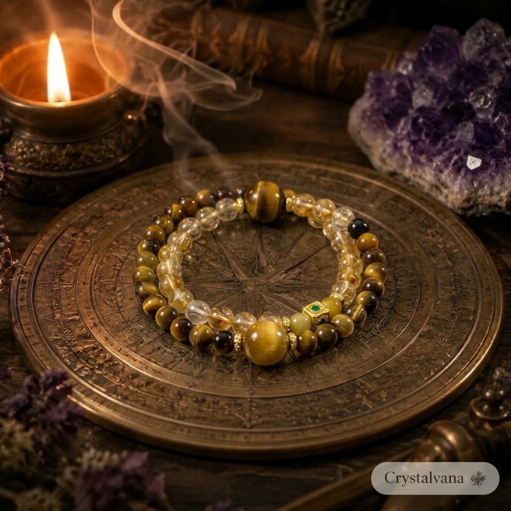 Tiger's Eye & Citrine Crystal Bracelet | Abundance & Style | Crystalvana