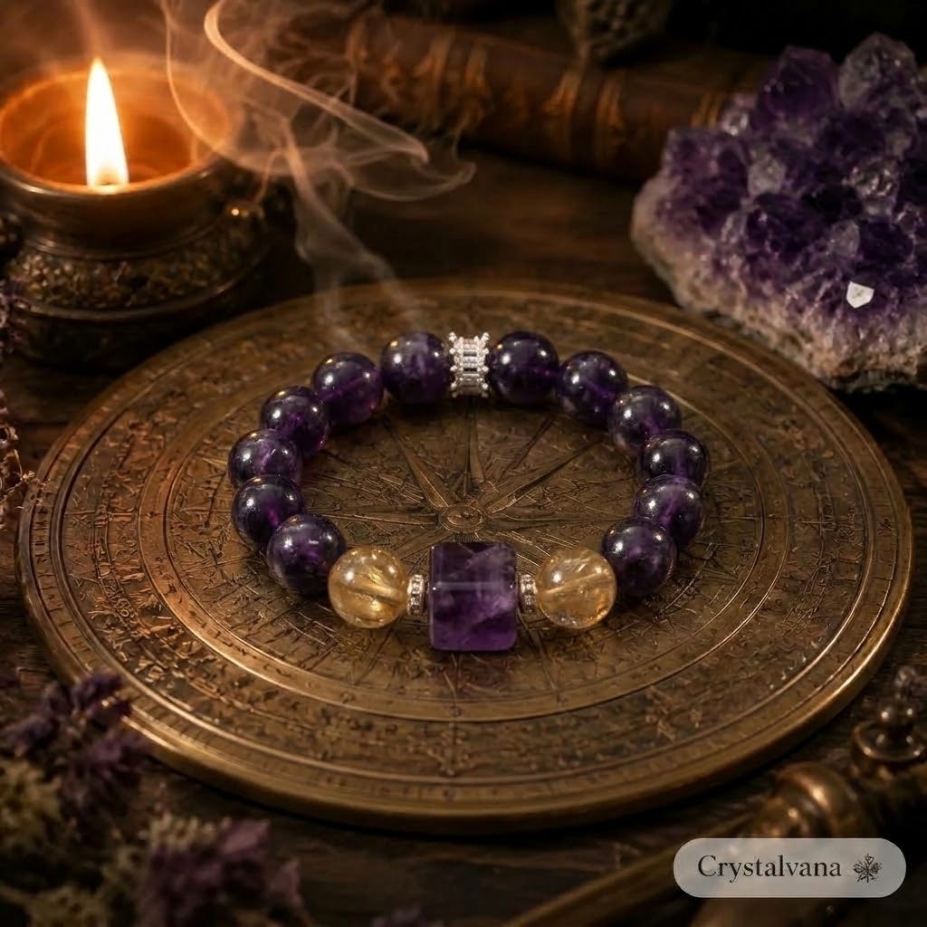 Ocean Dream Amethyst & Citrine Multi-Stone Bracelet | Peace, Abundance & Harmony | Crystalvana