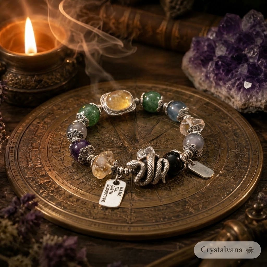 Natural Multi-Gemstone Crystal Bracelet with Silver Hardware | Healing & Harmony | Crystalvana