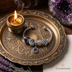 Handcrafted blue moon and star wish bracelet with natural crystal beads - Crystalvana