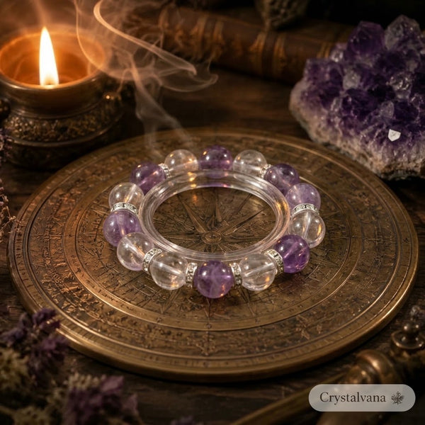 Natural crystal bracelet Lavender Amethyst & Star Rose Quartz Bracelet