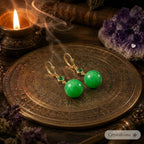 Natural A-Grade Jadeite (Yang Green) 18K Gold Round Bead Earrings with Certificate | Crystalvana