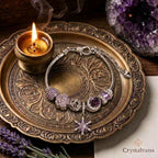 Handcrafted purple crystal bracelet with snowflake star charm - amethyst energy jewelry