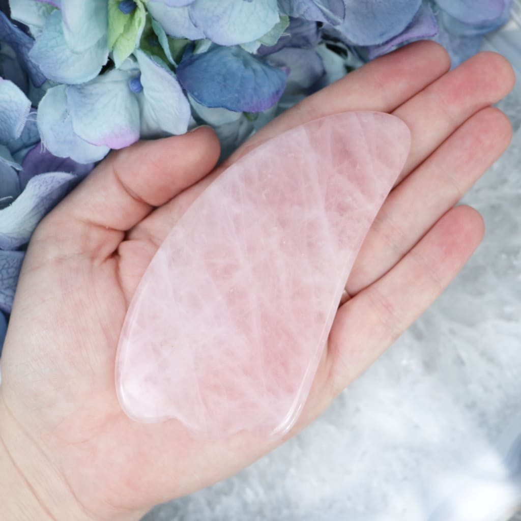 Rose Quartz Gua Sha Tool – natural Rose Quartz gua sha facial tool by Crystalvana