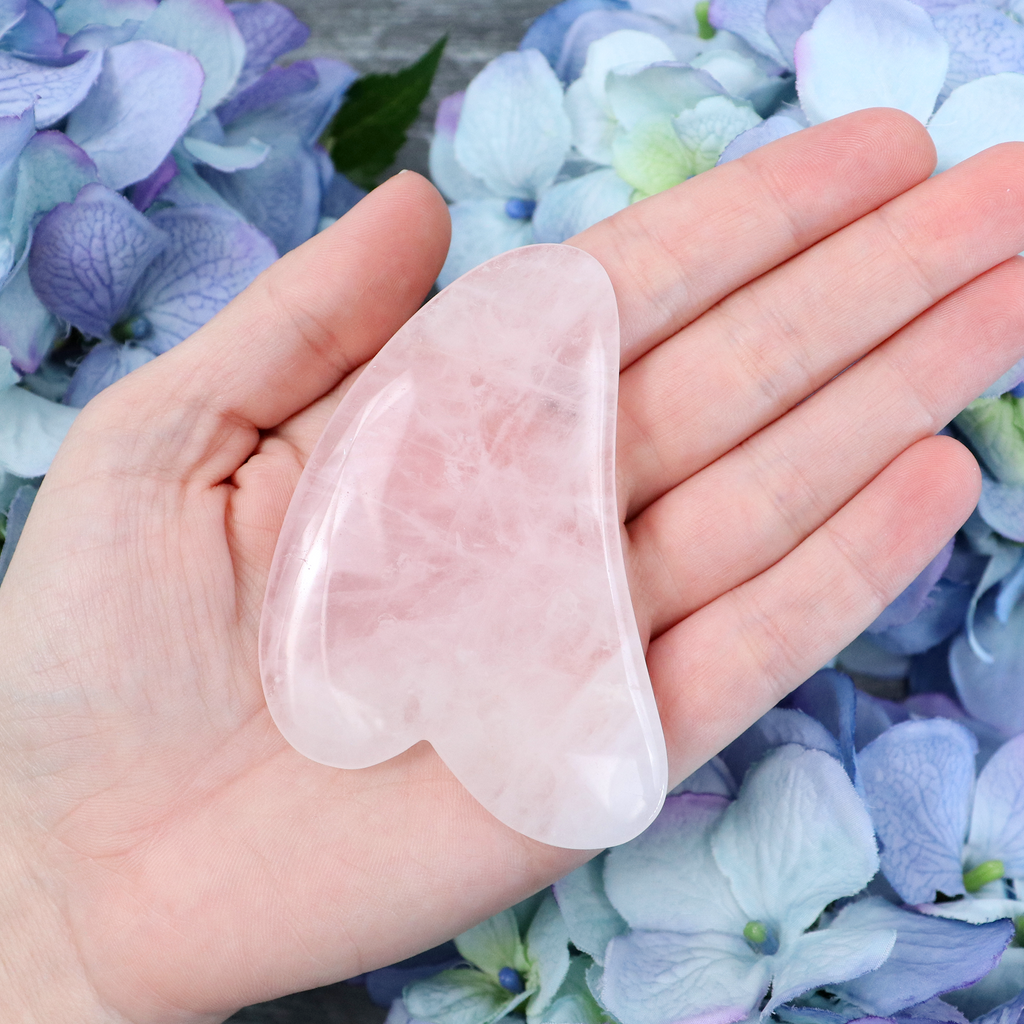 Close-up of the natural Rose Quartz stone surface and veining
