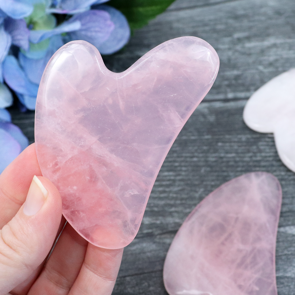 Rose Quartz Gua Sha Tool – natural Rose Quartz gua sha facial tool by Crystalvana