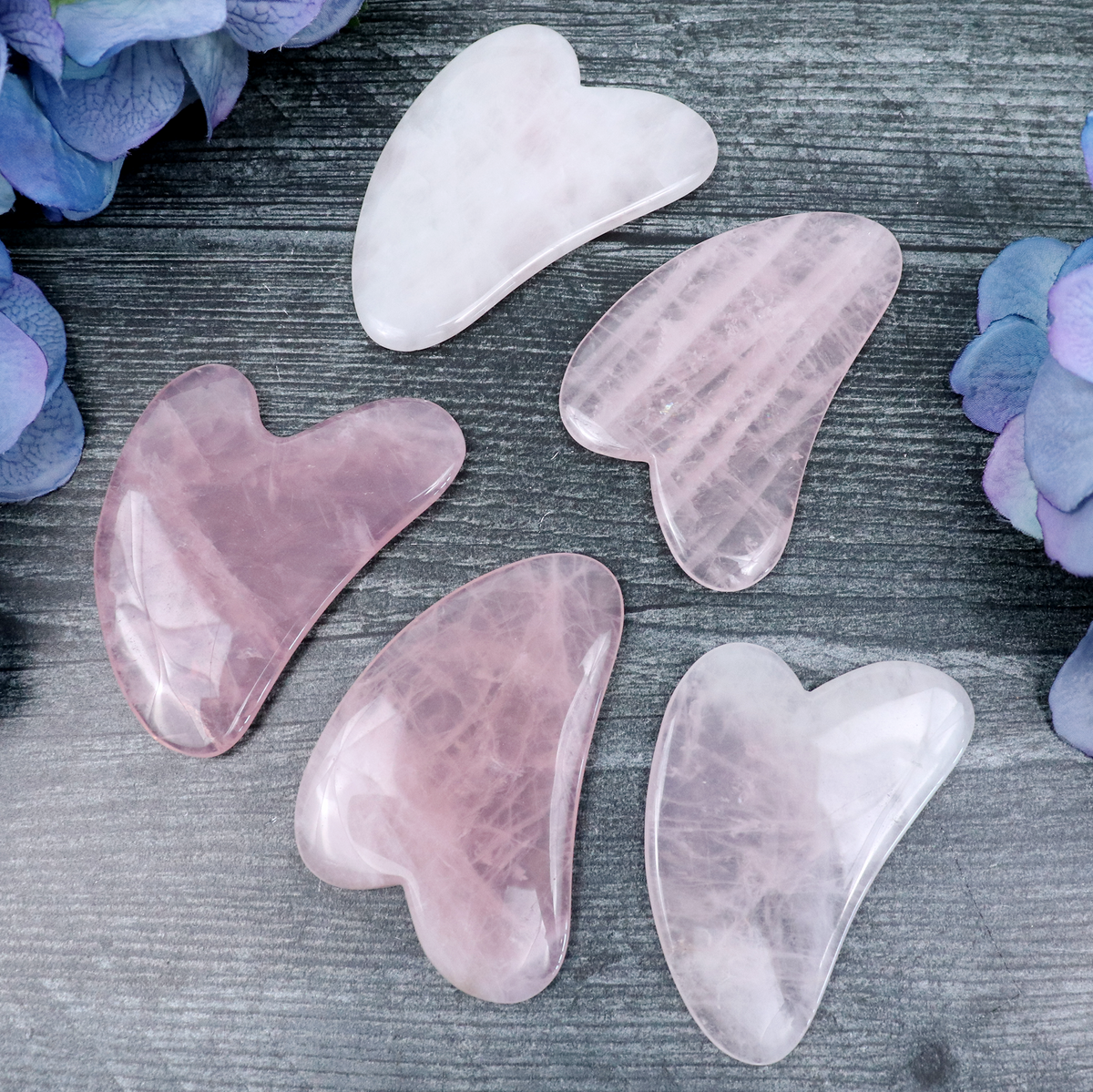 Close-up of the natural Rose Quartz stone surface and veining