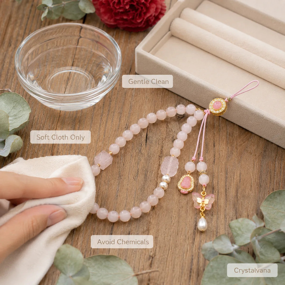 Rose Quartz Phone Charm Crystalvana 8