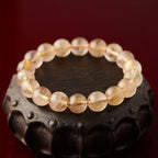 Natural Rutilated Quartz crystal bracelet with golden inclusions for manifestation, Crystalvana