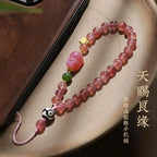 Strawberry Quartz crystal phone charm for joy and creativity, Crystalvana