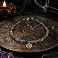 Thyroid Scar Cover Necklace | Natural Green Agate Choker with 4-Leaf Clover | Crystalvana
