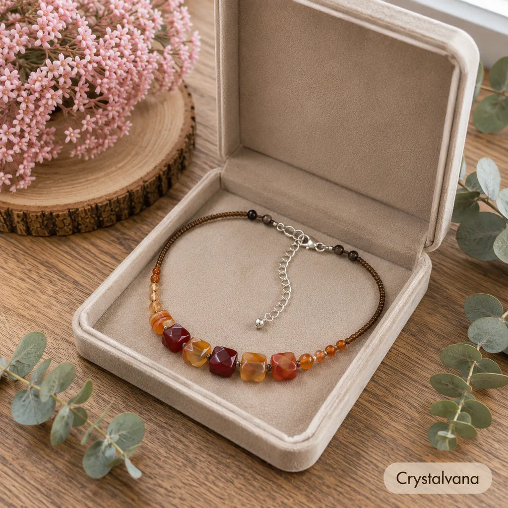 Red agate choker care instructions gentle clean soft cloth avoid chemicals, Crystalvana