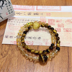 Tiger's Eye and Citrine crystal bracelet for abundance and style, Crystalvana