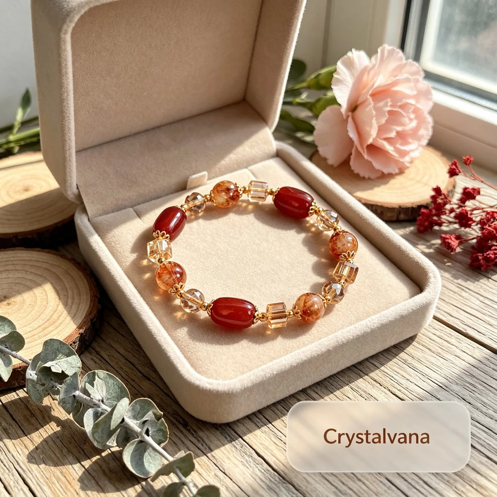 Yellow Crystal Red Agate Bracelet Wealth Protection Healing 2