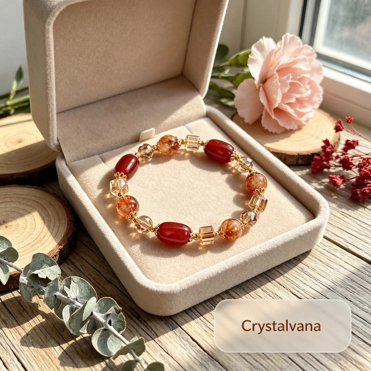 Yellow Crystal Red Agate Bracelet Wealth Protection Healing 2