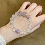 Citrine and Amethyst zodiac abundance crystal bracelet for prosperity and wisdom, Crystalvana